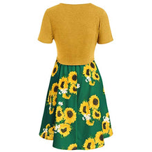 Load image into Gallery viewer, COLNER Women’s V Neck Bow Knot Bandage Top Bohemian Shot Sleeve Sunflower Print Beach Mini Sundresses Suits Mint Green
