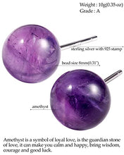 Load image into Gallery viewer, Jewever Genuine Amethyst Crystal Stud Earrings for Women 925 Sterling Silver Round 8mm Gift Jewelry
