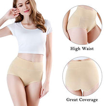 Load image into Gallery viewer, wirarpa Women's Cotton Underwear Panties High Waisted Full Briefs 4 Pack Ladies No Muffin Top Underpants Beige Size 5, Small
