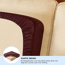 Load image into Gallery viewer, subrtex Leather Separate Cushion Covers Breathable Sofa Seat Slipcpvers for 1-2-3-4 Seaters Stretch Replacement for Furniture Protector (Small, Wine)
