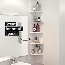 Load image into Gallery viewer, Greenco Corner Shelf 5 Tier Shelves for Wall Storage, Easy-to-Assemble Floating Wall Mount Shelves for Bedrooms and Living Rooms, Espresso Finish
