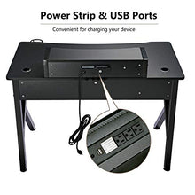 Load image into Gallery viewer, GTRACING Gaming Desk Computer Table Office PC Workstation with Shelf, Cup Holder, Headphone Holder, Built-in Power Strip 3 Outlets &amp; 2 USB Ports K-Shaped 45'' E-Sports Gamer Desk,Red
