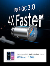 Load image into Gallery viewer, USB C Car Charger Super Mini AINOPE All Metal 36W Fast USB Car Charger PD&amp;QC 3.0 Dual Port Car Adapter Compatible with iPhone 12/12 Pro/Max/Mini/iPhone 11/Pro/Max/XR/XS/Max/8, Galaxy S21/20/10-Silver

