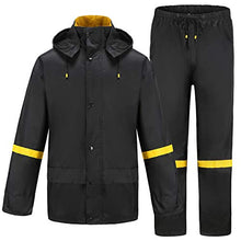 Load image into Gallery viewer, Ourcan Rain Suits for Men Fishing Rain Gear for Men Waterproof Lightweight Rain Coats for Men Waterproof with Hood and Pants (Black, S)
