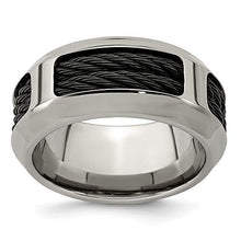 Load image into Gallery viewer, ICE CARATS Edward Mirell Stainless Steel Black Titanium Cable 10.75mm Wedding Ring Band Size 9.00 Man Fancy Fashion Jewelry for Dad Mens Gifts for Him

