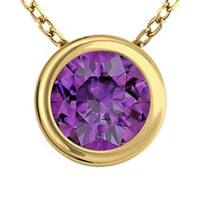 Load image into Gallery viewer, Belinda Jewelz Womens 14K Yellow Gold Round Sparkly 7 mm Gemstone Bezel Solitaire Classic Chain Gemstone Fine Jewelry Accessory Pendant Necklace, 1.48 Carats African Amethyst, 18 Inch
