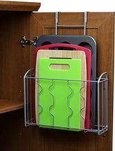Load image into Gallery viewer, SimpleHouseware Over the Cabinet Door Organizer Holder + 5 Adjustable Compartments Pan and Pot Lid Organizer
