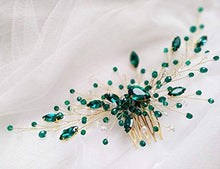 Load image into Gallery viewer, Aimimier Bridal Green Crystal Hair Comb Emerald Hair Vine Malachite Green Wedding Headpiece Prom Party Festival Hair Accessories for Women and Girls
