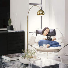 Load image into Gallery viewer, Brightech Olivia - Over The Couch Arc Floor Lamp with Globe Shade, Matches Your Living Room Decor - Standing Light for Bedroom, Office - Tall Gold aka Brass Lighting
