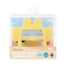 Load image into Gallery viewer, PETINUBE Anti-Dropping Silicone Baby Wrist Teether Soothing Pacifier for Infants 3+ Months Babies, Pack of 1, Made in Korea (Crab-Elfin Yellow)

