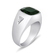 Load image into Gallery viewer, Esty &amp; Me Men's Faceted Cut 12.0mm Simulated Emerald Ring in Sterling Silver - Size 12
