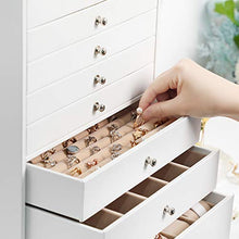 Load image into Gallery viewer, SONGMICS Jewelry Box, 8-Layer Large Jewelry Case, Ideal for Necklaces, Earrings, Sunglasses, Bracelets, Watches, White UJBC11WT
