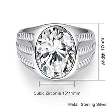 Load image into Gallery viewer, BONLAVIE Mens Vintage Rings with White Cubic Zirconia CZ 925 Sterling Silver Wedding Band Engagement Ring Size 9
