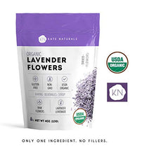 Load image into Gallery viewer, Organic Lavender Flowers - Kate Naturals. Premium Grade. Dried. Perfect for Tea, Lemonade, Baking, Baths. Fresh Fragrance. Large Resealable Bag. Gluten-Free, Non-GMO. (4 oz (Starter Size))
