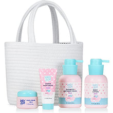 Load image into Gallery viewer, HAPPY BUM Baby Bath Set, Baby Wash Gift Set Included Body Wash and Shampoo, Body Lotion, Baby Face Cream, Baby Diaper Cream and Cotton Rope Basket
