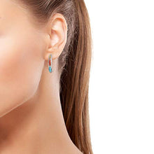 Load image into Gallery viewer, SANTA FE Style 925 Sterling Silver Purple Turquoise Southwest Hoops Hoop Earrings Jewelry Gift for Women
