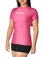 Load image into Gallery viewer, O'Neill Wetsuits Women's O'Neill Basic Skins UPF 50+ Short Sleeve Rash Guard, Fox Pink, S
