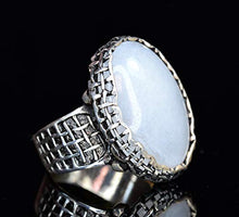 Load image into Gallery viewer, Sterling Silver Men Ring, Natural Moonstone Rainbow Stone, Free Express Shipping
