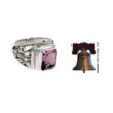 Load image into Gallery viewer, NOVICA Square Amethyst .925 Sterling Silver Men's Ring, Wisdom Warrior'
