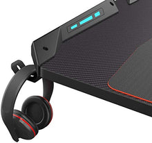 Load image into Gallery viewer, Gaming Desk, 44.5" Z Shaped Office PC Computer Gaming Desk Gamer Tables Pro with LED Lights Controller Stand Cup Holder Headphone Hook Free Mousepad for Men Boyfriend Female Gift
