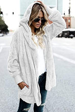Load image into Gallery viewer, Women Hooded Cardigan Fuzzy Jacket Winter Open Front Fleece Coat Outwear with Pockets Purpletiedye S
