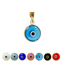 Load image into Gallery viewer, MIZZE Made for Luck Transparent Light Blue Gold Plated 925 Sterling Silver 10 MM Round Glass Turkish DIY Evil Eye Charm Pendant
