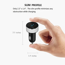 Load image into Gallery viewer, Dual USB Car Charger,4.8A Output,Cigarette Lighter Voltage Meter Compatible with Apple iPhone,iPad,Samsung Galaxy ,LG ,Google Nexus,USB Charging Devices,Silver

