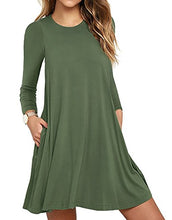 Load image into Gallery viewer, HAOMEILI Women's Long Sleeve Pockets Casual Swing T-Shirt Dresses (X-Large, Long Sleeve-Army Green)
