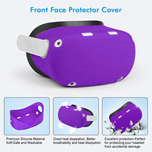 Load image into Gallery viewer, Relohas Oculus Quest 2 Accessories Set, Touch Controller Grip Leather Cover, Front Face Protector Cover, Silicone Face Cover with Lens Protective Cover, Protect Your VR in All Aspects(4PCS, Purple)
