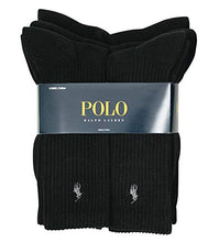 Load image into Gallery viewer, Polo Ralph Lauren Men's Classic Ribbed Crew Socks - 6 Pack (Black)

