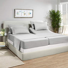 Load image into Gallery viewer, 7 Piece Split King Sheets - Bed Sheets Split King Size – Bed Sheet Set Split King Size - 7 PC Sheets - Deep Pocket Sheets Microfiber Bedding Sets Hypoallergenic Sheets - Split King - Silver Light Gray
