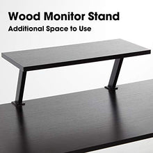 Load image into Gallery viewer, SERWALL L-Shaped Corner Desk 50.8" Computer Gaming Desk PC Table with Monitor Stand, Home Office Writing Workstation with Small Table, Space Saving- Black
