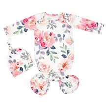 Load image into Gallery viewer, Baby Knotted Gowns, Infant Stretchy Swaddle and Hat Set, Newborn Girl Boy Long Sleeves Sleep Sack Suit 0-6 Months, Coming Home Outfits Sleeper Photography Props
