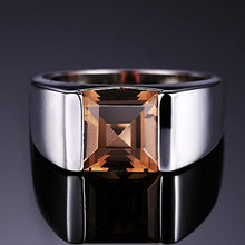 Load image into Gallery viewer, Jewelrypalace Men's Square 2.2ct Genuine Smoky Quartz Wedding Ring 925 Sterling Silver Size 10
