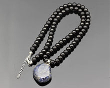Load image into Gallery viewer, ElisaJewelryArt - Natural Sodalite Pendant Natural Black Onyx Beaded Necklace Genuine Gemstone Balance Stone Clasp Closure Necklace Unisex Necklace (22.00, Sodalite)
