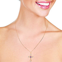 Load image into Gallery viewer, Galaxy Gold 0.57 Carat 14k White Rose Yellow Solid Gold Faith Amethyst Diamond Cross Pendant Necklace 4085 (Rose-Gold, 14k)

