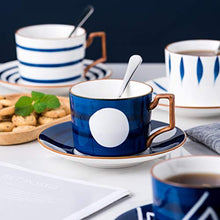Load image into Gallery viewer, Jusalpha Japanese style hand printed- 7oz Fine China Tea Cup/Coffee Cup With Spoon and Tray/Saucer Set, Tableware, Serve of 4, TCS25
