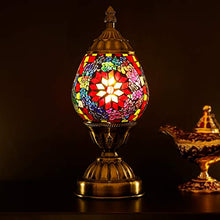 Load image into Gallery viewer, Marrakech Turkish Table Lamp Christmas Decorations Gift Mosaic Glass Egg Shaped Bedside Lamp Moroccan Lantern Desk Night Light Lamps for Living Room Bedroom
