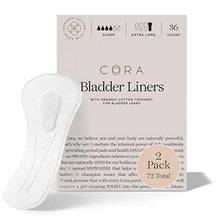Load image into Gallery viewer, New Cora Ultra Thin Organic Cotton Bladder Leakage Extra Long Panty Liners for Light Incontinence, Super Absorbency, with Dry Wicking Technology (New Organic 72)
