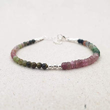 Load image into Gallery viewer, Watermelon Tourmaline Beaded Bracelets for Women Stackable Sterling Silver Birthstone Jewelry
