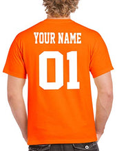 Load image into Gallery viewer, Custom T-Shirt Jersey | Adult Sizes | Add Your Team Name &amp; Number| Unisex, 100% Cotton Orange
