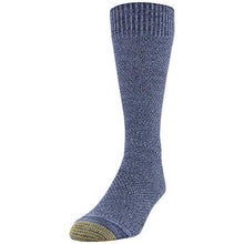 Load image into Gallery viewer, Gold Toe Men's Lodge Sustainable Crew Socks, 2 Pairs, Navy Marl, Dark Turquoise, Shoe Size: 6-12.5
