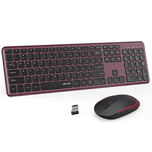 Load image into Gallery viewer, Wireless Keyboard and Mouse, Jelly Comb 2.4GHz Ultra Thin Full Size Wireless Keyboard Mouse Combo Set with Number Pad for Computer, Laptop, PC, Desktop, Notebook, Windows 7, 8, 10-(Wine Red and Black)
