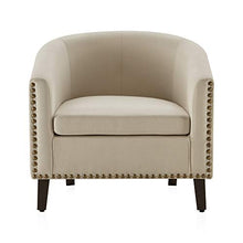 Load image into Gallery viewer, BELLEZE Modern Tub Barrel Accent Chair Upholstered Linen with Nail Head, Beige
