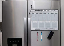 Load image into Gallery viewer, Magnetic Goal Board and Weekly Dry-Erase Calendar for Fridge - Daily Habit Tracker, Planner &amp; Productivity Enhancer - Stain Resistant - Plus Free E-Book -WhiteBoard Organizer
