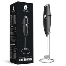 Load image into Gallery viewer, Bean Envy Milk Frother for Coffee - Handheld, Mini Electric Drink Mixer, Foamer &amp; Frother with Stand for Coffee, Lattes, Hot Chocolates and Shakes - Black
