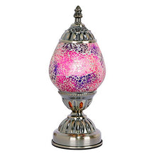 Load image into Gallery viewer, Handmade Turkish Lamp Mosaic Glass Egg Lantern Bedside Table Desk Night Lamp Decorative Tiffany Moroccan Style (Purple)
