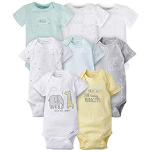 Load image into Gallery viewer, Gerber Baby 8 Pack Short-Sleeve Onesies Bodysuits Multi-Pack, Animals Green, Newborn
