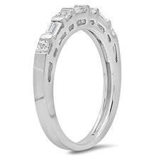 Load image into Gallery viewer, Dazzlingrock Collection 0.60 Carat (ctw) 14K Princess &amp; Baguette Diamond Ladies Wedding Stackable Band, White Gold, Size 6.5
