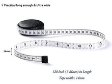 Load image into Gallery viewer, 3m/120" Tape Measure Body Measuring Tape for Body Cloth Tape Measure for Sewing Fabric Tailors Medical Measurements Tape Dual Sided Leather Tape Measure Retractable (Black, 1 Pack)
